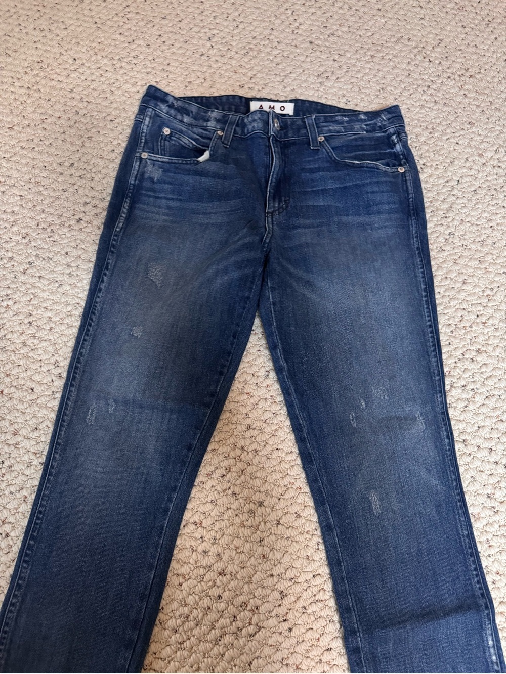 AMO Stix Crop Dark Wash Straight Jeans